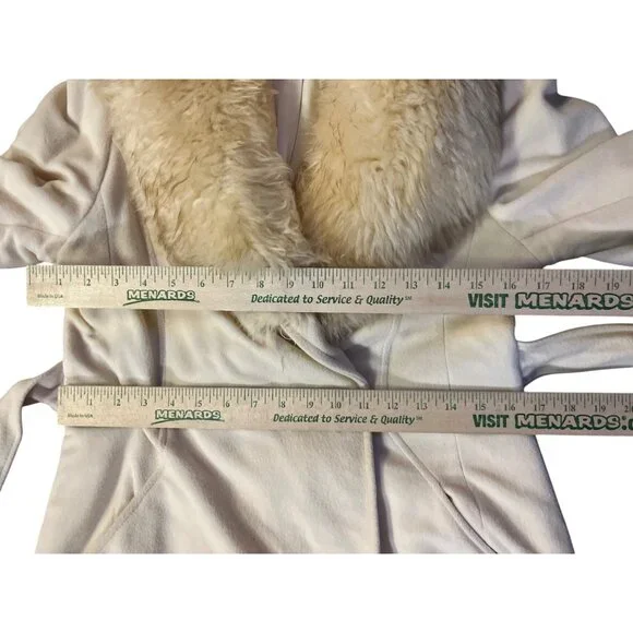Vintage Kashmiracle Coat Womens S/M? Cream Fur Collar Used Long Belted Coat Uniq - Picture 16 of 16